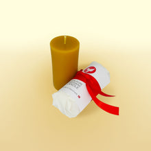 Load image into Gallery viewer, No.1 beeswax candle top view and wrapped
