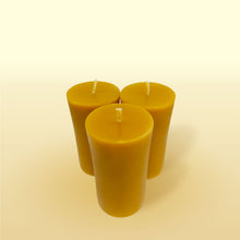 Load image into Gallery viewer, Set of 3 No.1 beeswax candles top view
