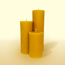 Load image into Gallery viewer, Set of 3 No.1, 2, 3 beeswax candles front view
