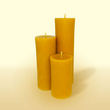 Load image into Gallery viewer, Set of 3 No.1, 2, 3 beeswax candles top view
