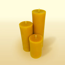 Load image into Gallery viewer, Set of 3 No.1, 2, 3 beeswax candles top view
