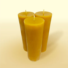 Load image into Gallery viewer, Set of 3 No.2 beeswax candles top view
